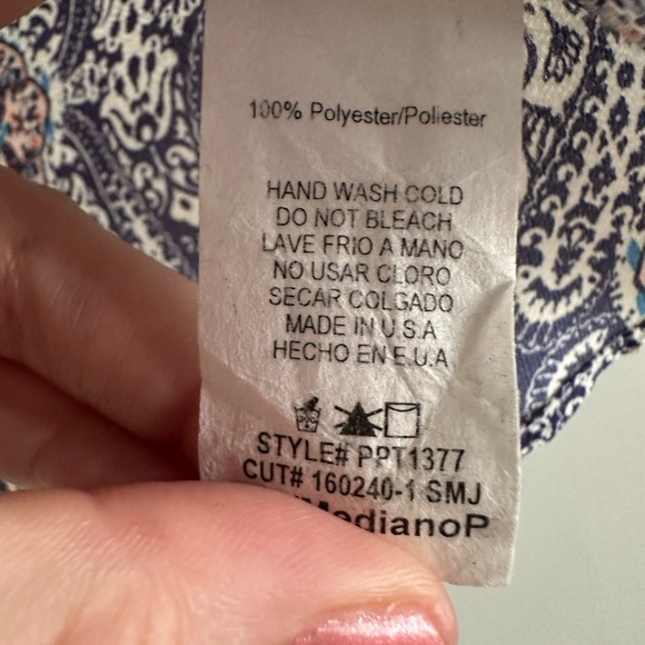 Paper moon pink blue lace back geometric tank top size medium petite - Picture 7 of 8